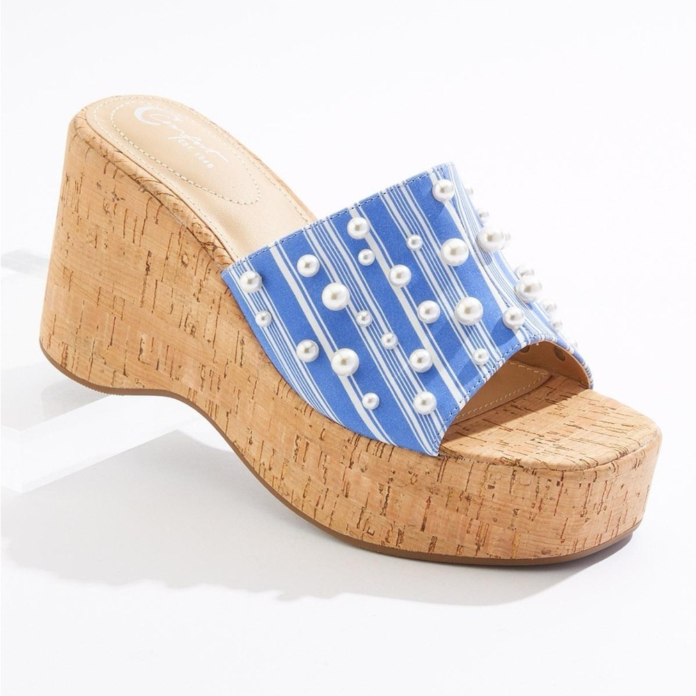 Cato | PEARL STRIPE PLATFORM WEDGES VARIOUS SIZES AVAILABLE
